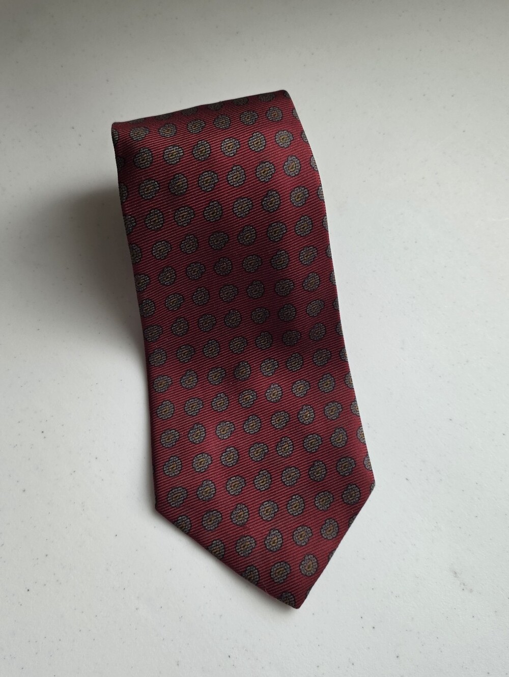 Polo Ralph Lauren Burgundy Tie with Navy Dot Pattern